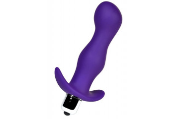 Фиолетовая изогнутая анальная вибропробка - 12,9 см.