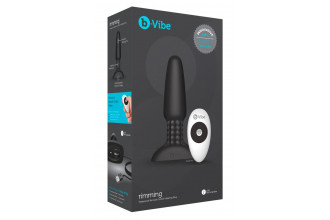Чёрная вибровтулка с ротацией шариков RIMMING REMOTE CONTROL PLUG BLACK - 15,2 см.