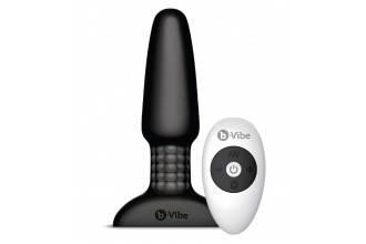 Чёрная вибровтулка с ротацией шариков RIMMING REMOTE CONTROL PLUG BLACK - 15,2 см.