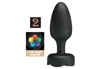 Черная анальная вибропробка с подсветкой Varian - 10,8 см.