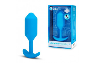 Голубая вибропробка для ношения B-vibe Snug Plug 3 - 12,4 см.