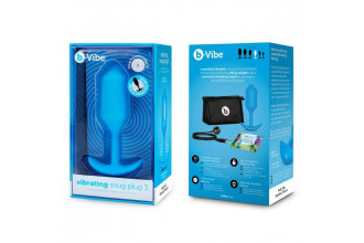 Голубая вибропробка для ношения B-vibe Snug Plug 3 - 12,4 см.