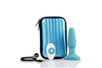 Голубая вибропробка с ротацией шариков RIMMING REMOTE CONTROL PLUG TEAL - 15,2 см.