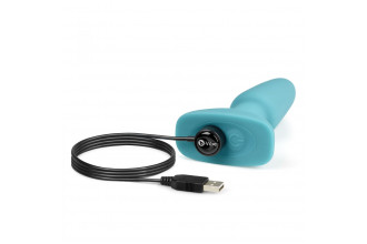 Голубая вибропробка с ротацией шариков RIMMING REMOTE CONTROL PLUG TEAL - 15,2 см.