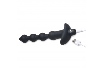 Черные анальные бусы с вибрацией и пультом ДУ 28X Remote Control Vibrating Silicone Anal Beads - 19 см.