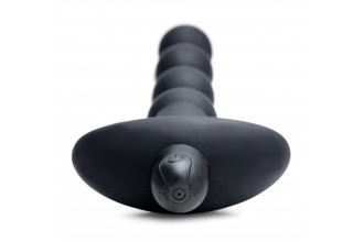 Черные анальные бусы с вибрацией и пультом ДУ 28X Remote Control Vibrating Silicone Anal Beads - 19 см.