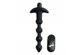 Черные анальные бусы с вибрацией и пультом ДУ 28X Remote Control Vibrating Silicone Anal Beads - 19 см.
