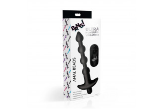 Черные анальные бусы с вибрацией и пультом ДУ 28X Remote Control Vibrating Silicone Anal Beads - 19 см.