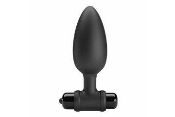 Черная анальная пробка с вибрацией - 11,5 см.