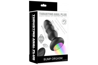 Черная анальная вибропробка с фрикционным механизмом и LED-подсветкой - 12,5 см.