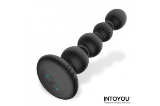 Черная анальная ёлочка с вибрацией, вращением и пультом ДУ