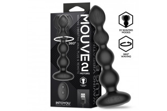 Черная анальная ёлочка с вибрацией, вращением и пультом ДУ