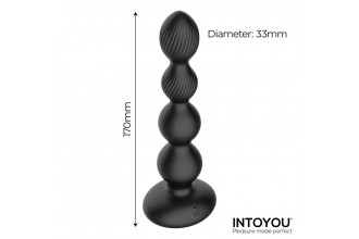 Черная анальная ёлочка с вибрацией, вращением и пультом ДУ
