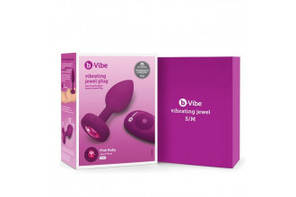 Ярко-розовая анальная вибровтулка с кристаллом Vibrating Jewel Plug S/M - 10 см.
