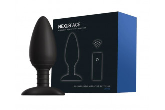 Чёрная вибровтулка NEXUS ACE LARGE с дистанционным управлением - 14 см.