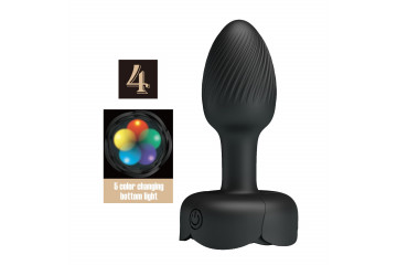 Черная анальная вибропробка с подсветкой Olman - 8,8 см.