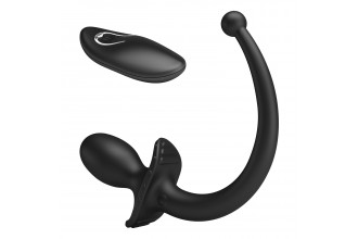 Черная анальная вибропробка с хвостом и пультом ДУ Черная анальная вибропробка с хвостом и пультом ДУ