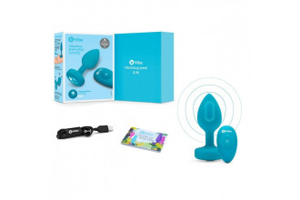Бирюзовая анальная вибровтулка с кристаллом Vibrating Jewel Plug S/M - 10 см.