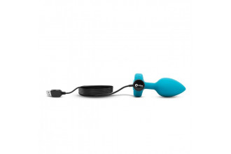 Бирюзовая анальная вибровтулка с кристаллом Vibrating Jewel Plug S/M - 10 см.