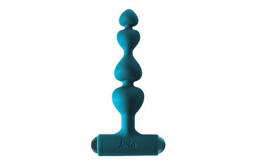 Бирюзовая анальная цепочка с перезаряжаемой вибропулей Excellence 2.0 - 15 см.