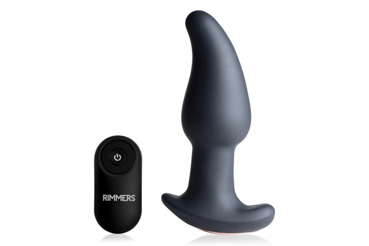 Черная анальная вибропробка с эффектом римминга Gyro M Curved Rimming Plug - 13,7 см.