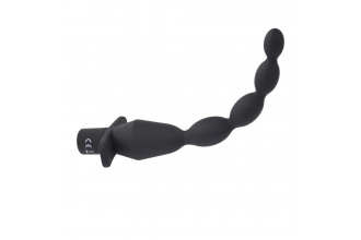 Черная анальная елочка с вибрацией Vibrating Butt Beads - 22 см.