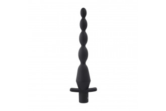 Черная анальная елочка с вибрацией Vibrating Butt Beads - 22 см.