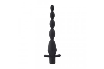 Черная анальная елочка с вибрацией Vibrating Butt Beads - 22 см.