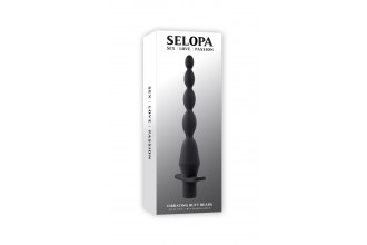 Черная анальная елочка с вибрацией Vibrating Butt Beads - 22 см.