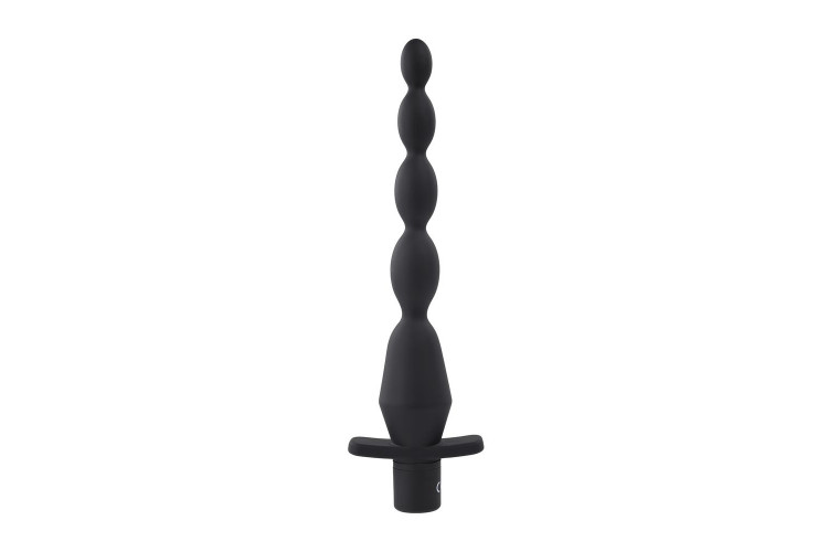Черная анальная елочка с вибрацией Vibrating Butt Beads - 22 см.