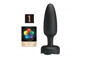 Черная анальная вибропробка с подсветкой Tarion - 12,5 см.