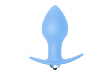Голубая анальная вибропробка Bulb Anal Plug - 10 см.