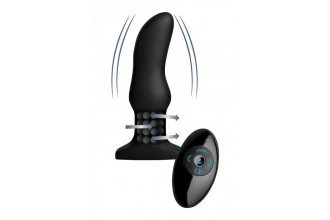 Черная вибропробка Model M Curved Rimming Plug with Remote - 15 см.