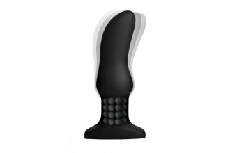 Черная вибропробка Model M Curved Rimming Plug with Remote - 15 см.