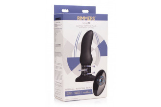 Черная вибропробка Model M Curved Rimming Plug with Remote - 15 см.