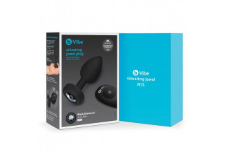Черная анальная вибровтулка с кристаллом Vibrating Jewel Plug M/L - 10,5 см.