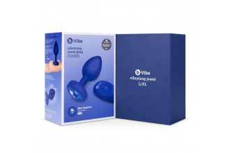 Синяя вибропробка Vibrating Jewel Plug L/XL - 11 см.