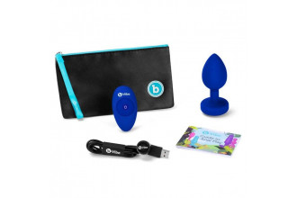 Синяя вибропробка Vibrating Jewel Plug L/XL - 11 см.