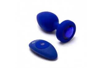 Синяя вибропробка Vibrating Jewel Plug L/XL - 11 см.