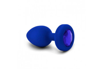 Синяя вибропробка Vibrating Jewel Plug L/XL - 11 см.