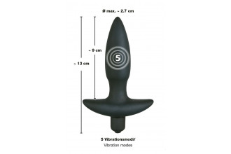 Анальная вибровтулка с 5 скоростями вибрации Vibrating Plug Small - 13 см.