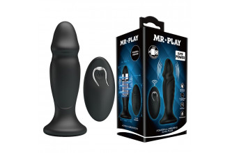 Черная анальная втулка с 12 режимами вибрации Mr Play - 12,4 см.
