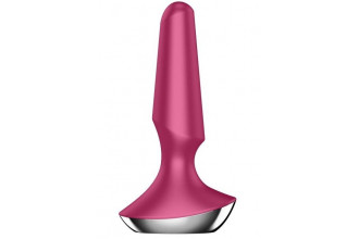 Малиновая анальная пробка с вибрацией Satisfyer Plug-ilicious 2 - 14 см.