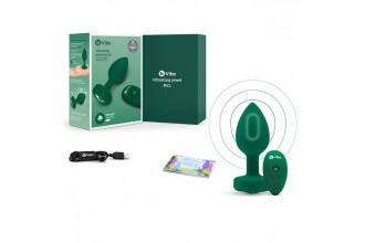 Зеленая анальная вибровтулка с кристаллом Vibrating Jewel Plug M/L - 10,5 см.