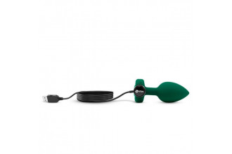 Зеленая анальная вибровтулка с кристаллом Vibrating Jewel Plug M/L - 10,5 см.