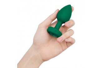 Зеленая анальная вибровтулка с кристаллом Vibrating Jewel Plug M/L - 10,5 см.