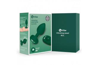 Зеленая анальная вибровтулка с кристаллом Vibrating Jewel Plug M/L - 10,5 см.
