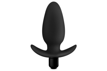 Черная анальная вибропробка Silicone Saddle Plug - 12,1 см.