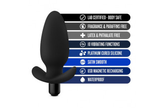 Черная анальная вибропробка Silicone Saddle Plug - 12,1 см.