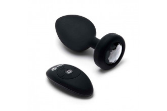 Черная вибропробка Vibrating Jewel Plug XXL - 12 см.